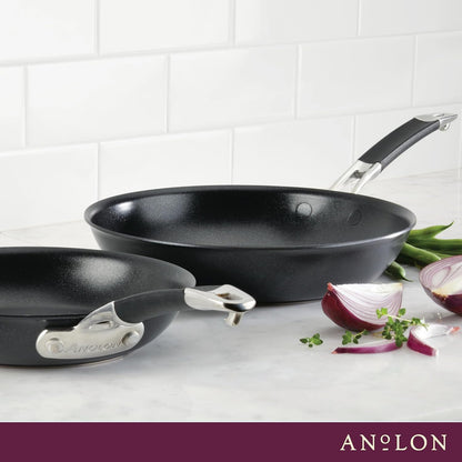 Smart Stack Hard-Anodized Nonstick Frying Pan Set, 10 & 12-Inch | Durable Skillet Set, Stackable Design for Easy Storage, Durable Construction, in Black10
