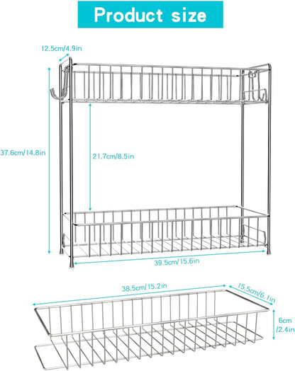2-Tier Bathroom Storage Organizer Rack, Stainless Steel Shower Caddy, Counter and Vanity Shelf2