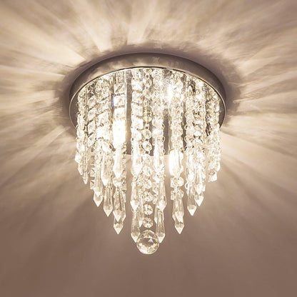 Mini Chandelier, Crystal Chandelier Lighting, 2 Lights, Flush Mount Ceiling Light, H10.4'' X W8.66'' Modern Chandelier Lighting Fixture for Bedroom, Hallway, Bar, Kitchen, Bathroom2