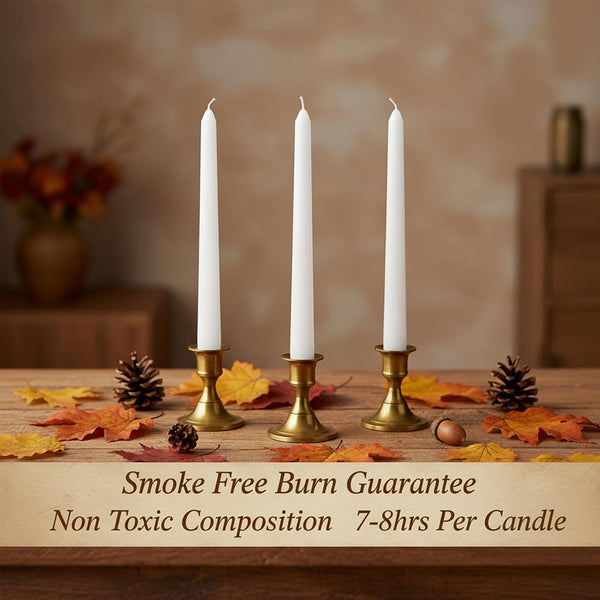 4 Pack White Taper Candles丨Taper Candles 10 Inch Dripless丨Unscented & Smokeless Candlesticks Bulk丨7-8 Hours Long Burning Tall Candles丨Ideal for Christmas Weddings Parties Dinner3