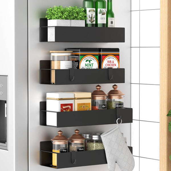 Metal Magnetic Spice Rack for Refrigerator Black, 4 Pack1