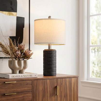 21'' Black Table Lamp with Gift Box, Small for Bedroom, Stone-Like1