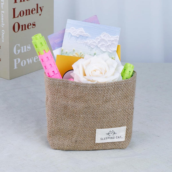 Small Cotton and Linen Hanging Storage Basket for Desktop, Ideal for Organizing Keys and Miscellaneous Items.8