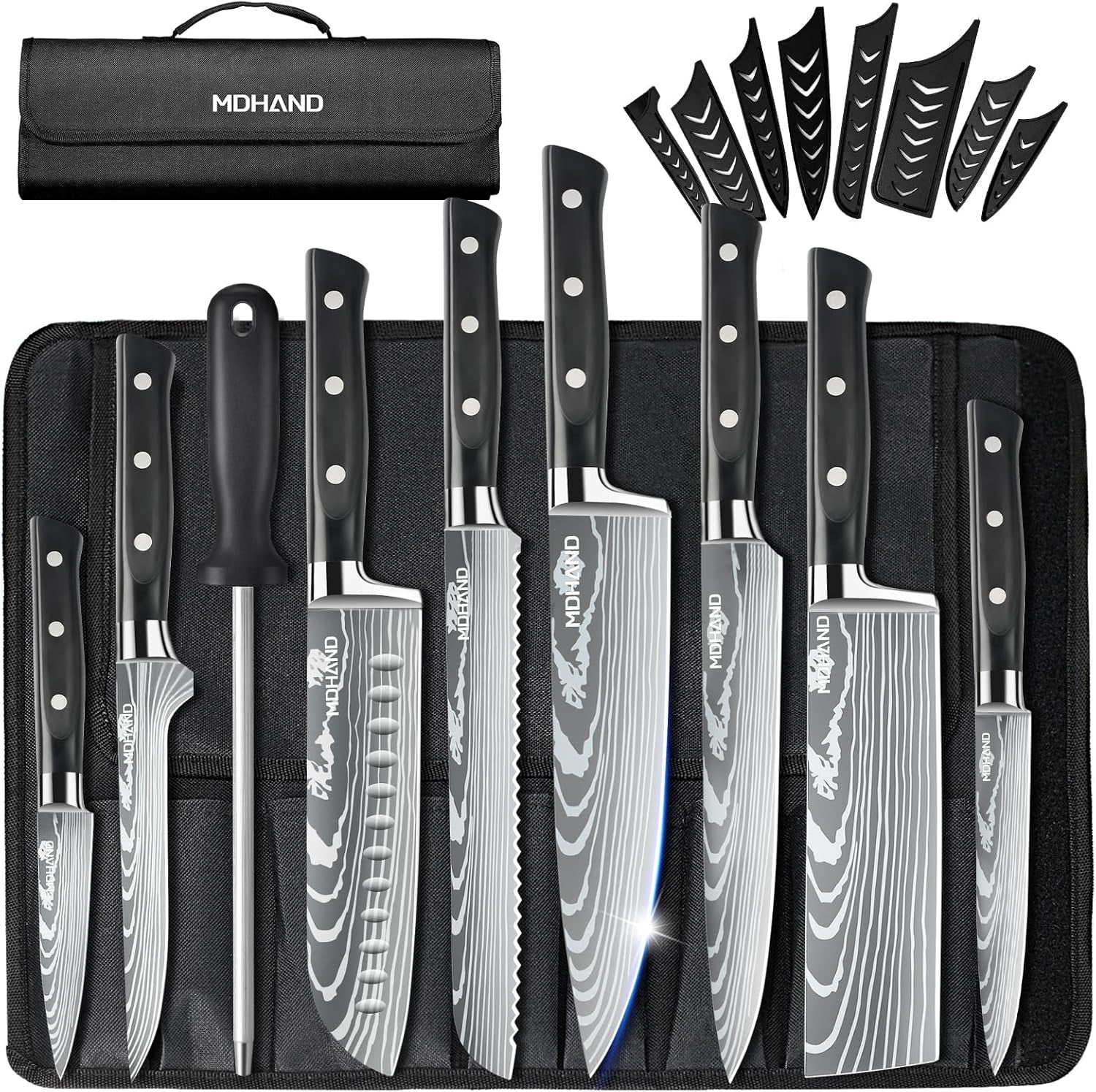 chef-knife-set-with-roll-bag-professional-knife-set-with-sharpener-high-carbon-stainless-steel-9pcs-kitchen-knife-set-forged-triple-rivet-handle-kitchen-home-cooking-dishwasher-safe-black