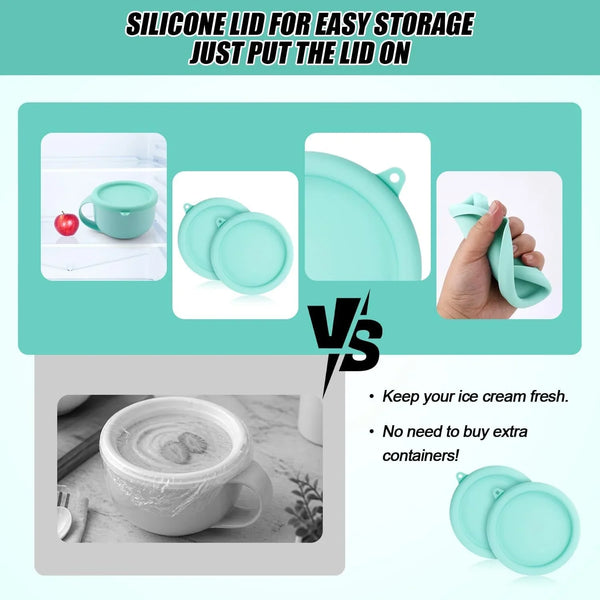 2Pcs Silicone Lids for Dash My Mug, 5.9In Bpa-Free Silicone Bowl Covers | Storage Cookware Lids Replacement for Dash Ice Cream Maker Mug (Light Green)4