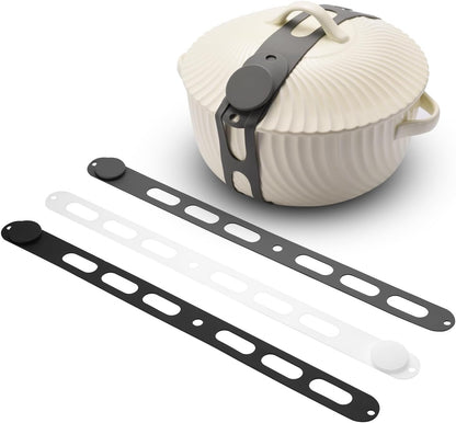 3-Pack Silicone Latch Strap for Slow Cooker Lid, Pot, Bento Box, Adjustable Length and Reusable Elastic Self-Lock Silicone Tie for Bundling or Organizing Curtain, Cords, Yoga Mat, Camping Mat (21 In)1