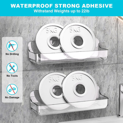 2-Pack Adhesive Shower Shelves, Acrylic Bathroom Wall Caddy, Clear3