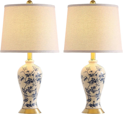 24" Chinoiserie Modern Ceramic Small Table Lamps Set of 2 for Bedroom9