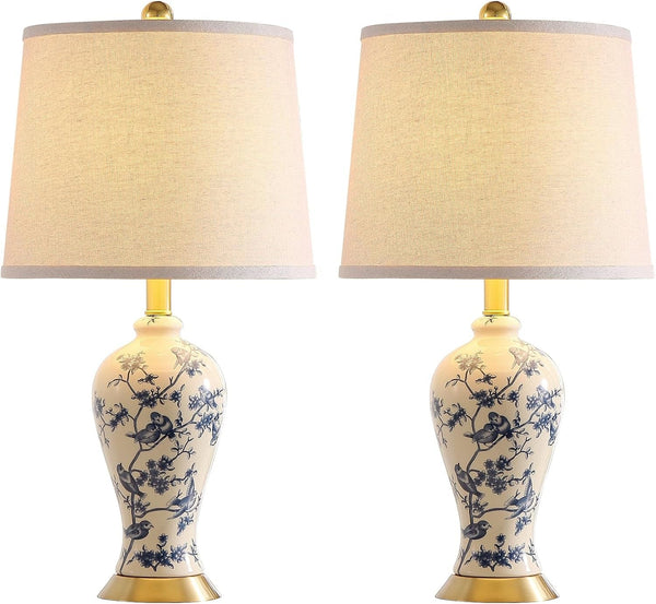 24" Chinoiserie Modern Ceramic Small Table Lamps Set of 2 for Bedroom9