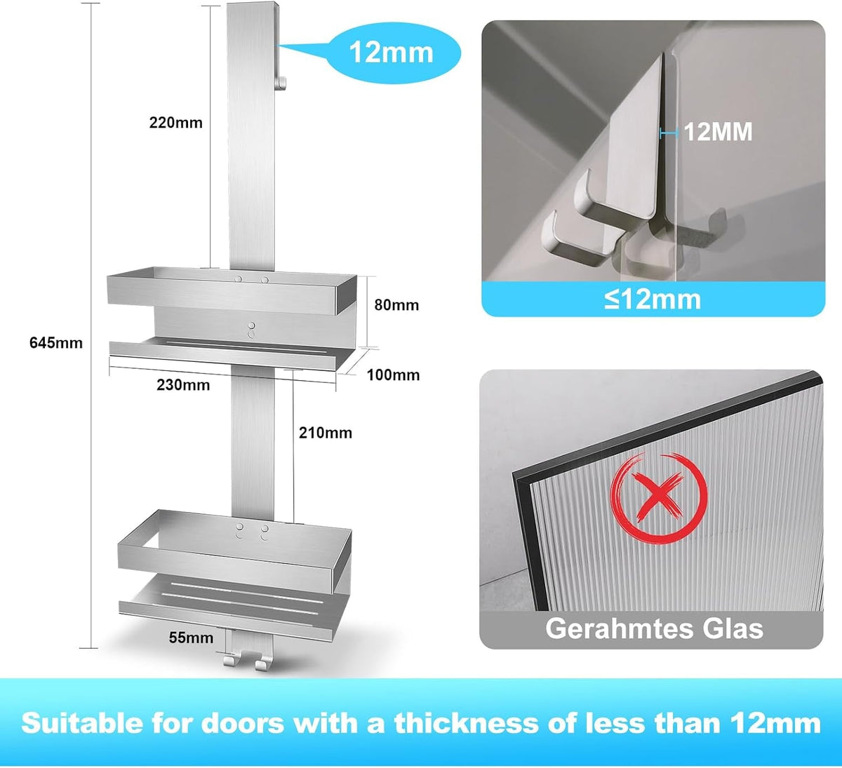 shower-caddy-hanging-over-frameless-glass-door-shower-shelf-silver