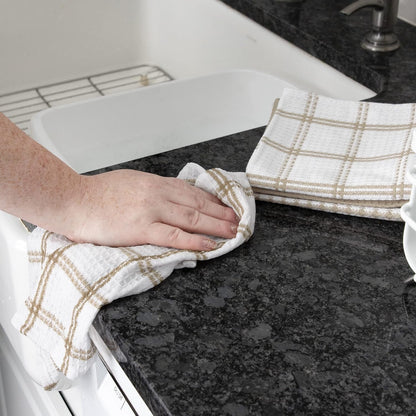 Premium Waffle Dish Cloths: Highly Absorbent, Super Soft Long Lasting - 100% Cotton, 12"X13" Towel for Cleaning & Drying, (4-Pack), Sand4