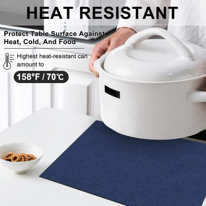 Cloth Placemats Set of 6, Cotton Linen Blend Machine Washable Durable Linen Table Mats, Heat Resistant Placemats Wrinkle Free Place Mats for Dining Table, Easy to Clean (Navy Blue, 6)2