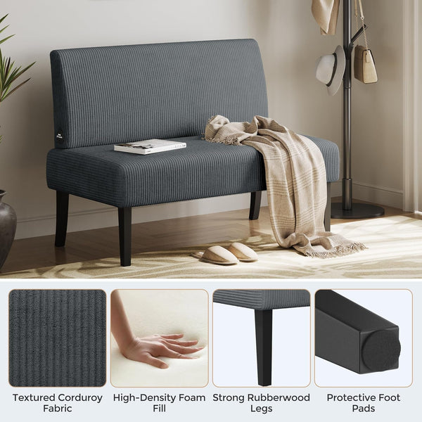 Small Loveseat Armless Sofa Chair with USB Ports, Dark Gray5