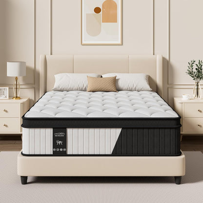 Mattress Queen Size, 12 Inch Hybrid Queen Mattress in a Box, Medium Firm | Queen Size Mattress with Cooling Gel Memory Foam & Pocket Springs, Pressure Relief, Motion Isolation, Edge Support,Pillow Top1