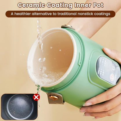 Rice Cooker Small, 500W Rice Maker, 12 Hours Timer Delay & Keep Warm Function, Mini Electric Pot, 800ML Mini Rice Cooker for Travel, Camping, Office (US Plug 110V), Green2