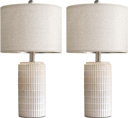 23" Modern Ceramic Table Lamp Set of 2 for Living Room Bedroom, White9
