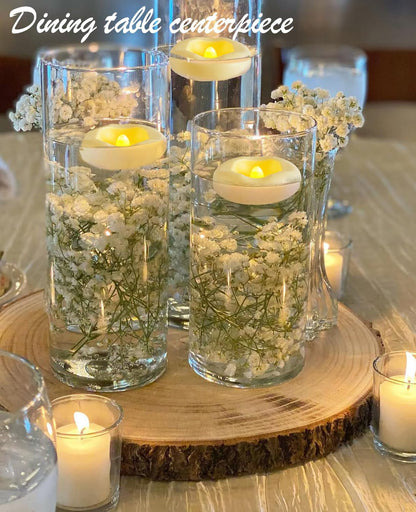 Floating Candles, Water Activated Flameless LED Tea Lights, Waterproof Battery Operated Candles for Wedding Centerpieces, Glass Cylinder Vases, Pool Decoration, Home Decor, 24 Pack, 200 Hours5