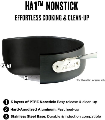All-Clad HA1 Hard Anodized Nonstick (8-Piece) Pots and Pans Set Non Stick Cookware Sets, Oven Broiler Safe 500F, Black2