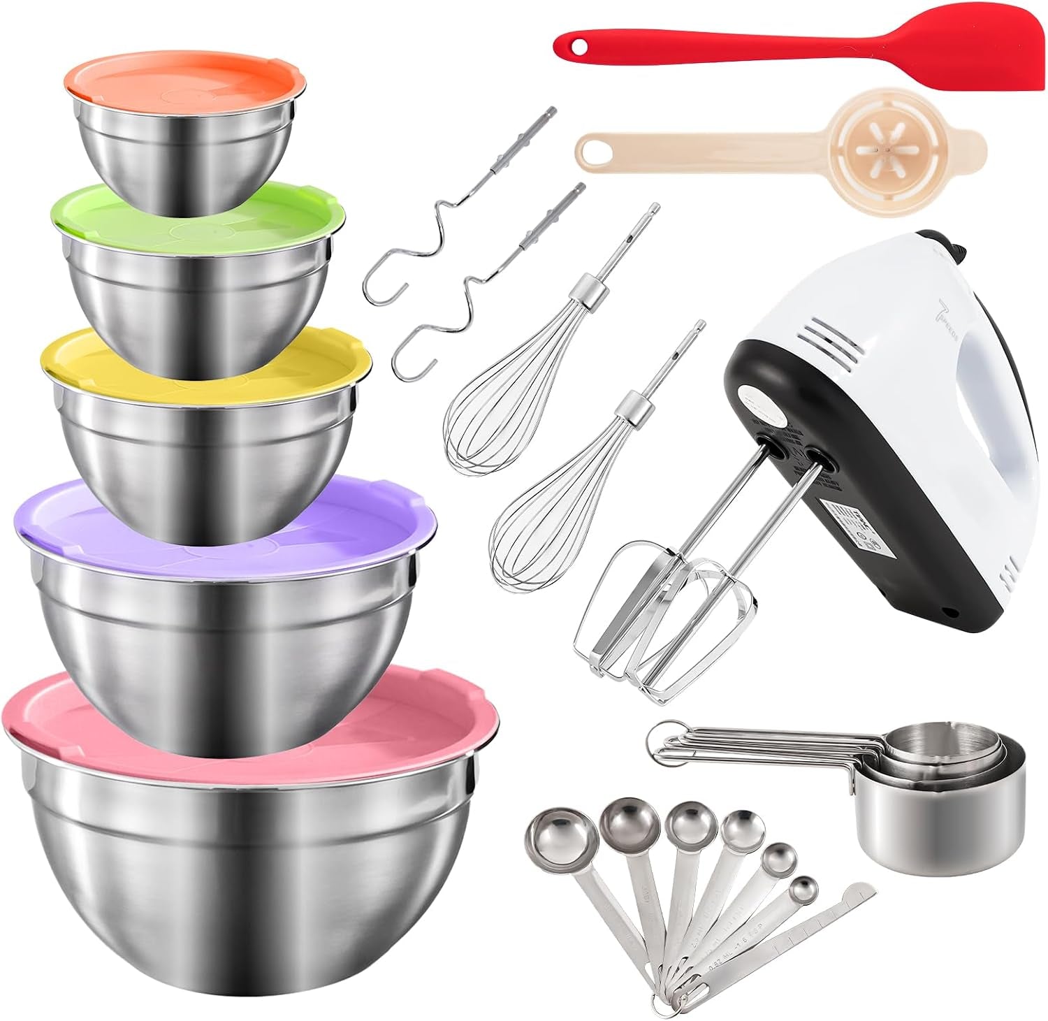 7-speed-electric-hand-mixer-5-large-mixing-bowls-set-handheld-mixers-with-whisks-beater-stainless-steel-metal-nesting-bowl-measuring-cups-spoons-kitchen-cake-blender-for-prep-baking-supplies