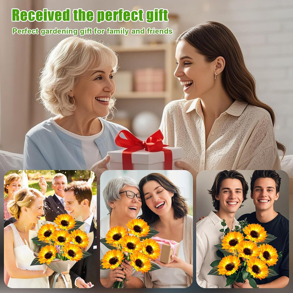 Solar Lights Outdoor Garden Decor 4 Pack, 24 Sunflower, Waterproof7