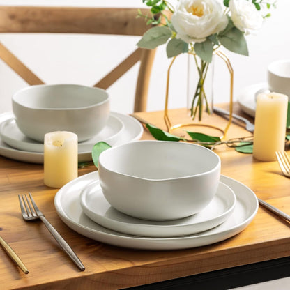 Stoneware Dinnerware Sets for 4,12Pcs Ceramic Plates and Bowls Sets7