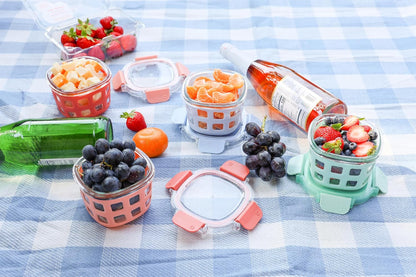 Duraglass 2 Cup Glass Storage Containers with Lids, 4 Pack, Melon2