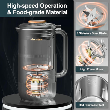 8 in 1 Nut Milk Maker Machine, 35Oz Soy Milk Maker with 8 Blades | Delay Start/Keep Warm/Self-Clean/Boil Water for Homemade Almond, Oat, Soy, Juice, Plant Based & Non-Dairy Beverage for Family5