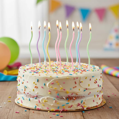 12 Count Pastel Twisted Spiral Birthday Candles, Rainbow Spiral Birthday Candles with Holders, Candle for Cake, Party Candle Set, Cake Candles2
