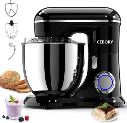 3-IN-1 Electric Stand Mixer, 6.5QT Bowl 660W 10-Speed Kitchen Mixer, Household Food Mixers Include Dough Hook, Beater and Whisk, Bread Cake Mixer for Baking and Most Home Cooks, Black1