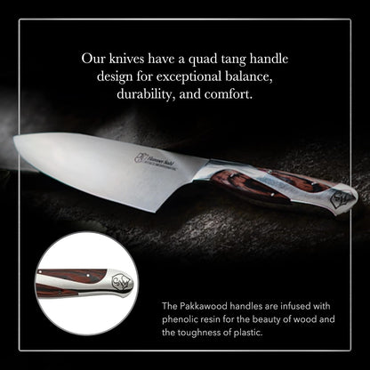 8-Inch High Carbon Chef Knife | Versatile Cooking Knife for Chopping, Slicing & Precision Cutting | German Forged Sharp Kitchen Knife | Ergonomic Quad-Tang Pakkawood Handle & Gift Box4