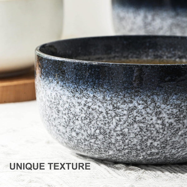 Cereal Bowls - 36 Ounce, Japanese Noodle Bowl Set, Ceramic Bowls for Kitchen, Breakfast, Oatmeal, Microwave and Dishwasher Safe, [Set of 4], Dark Blue6