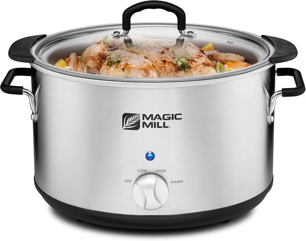 Extra Large 10 Quart Slow Cooker with Metal Searing Pot & Transparent Tempered Glass Lid1