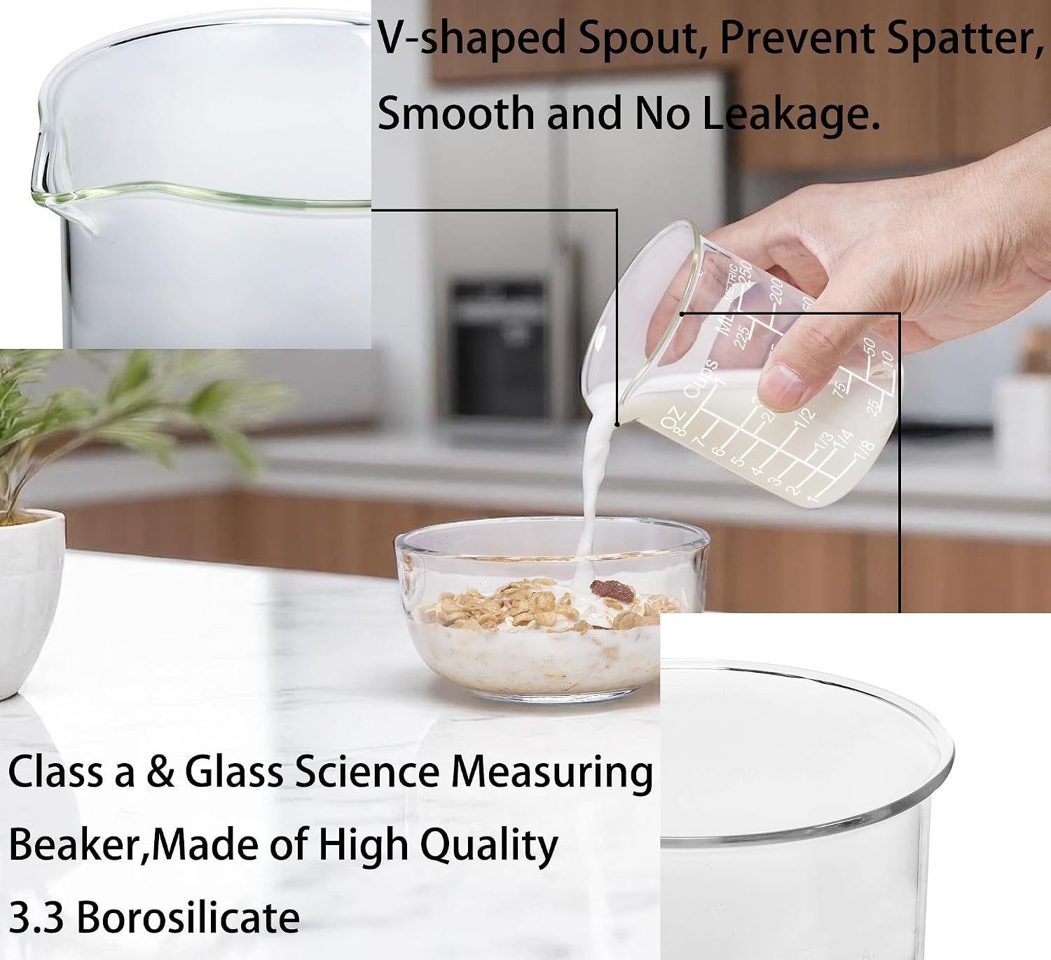 ackers-etching-scale-glass-measuring-cup-set-v-shaped-spout-includes-60ml2oz-120ml4oz-and-250ml8oz-glass-measuring-beaker-for-kitchen-or-restaurant-easy-to-read