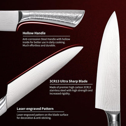 Chef Knife 10 Inch Kitchen Knife Damascus Pattern Stainless Steel with Non-Slip Hollow Handle2