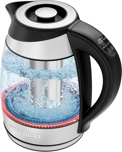 Electric Kettle with Temperature Control, 5 Presets LED Indicator Lights, Removable Tea Infuser, Glass Tea Kettle & Hot Water Boiler, 360° Swivel Base, BPA Free, Stainless Steel, 1.8 Liters1