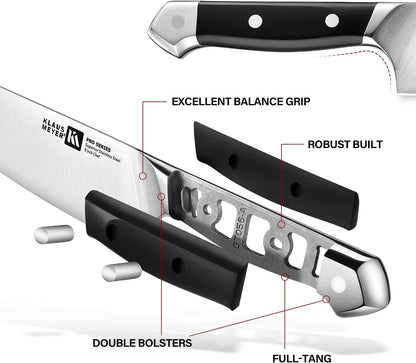 PRO 11-Piece Kitchen Knife Set with Walnut Wood Block | German Steel, R-Slope Bolster, 56±2 HRC, Heavy Endcap, Ergonomic Grip, Rust Resistant, Ideal Gift for Housewarming&Weddings8