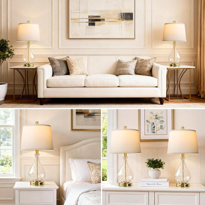 Bedside Lamps Set of 2, Modern Glass Table Lamps for Living Room6