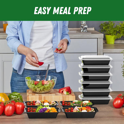 50 Pack (100-Piece) 32 Oz Meal Prep Containers with Easy Open Lids, Black6