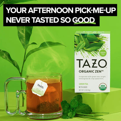 TAZO Organic Zen Green Tea, Caffeinated Tea with Refreshing Lemongrass & Spearmint, 16 Total Bags2
