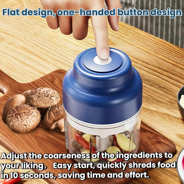 2026 Upgrade Electric Garlic Chopper Mini, 320 Ml Small Garlic Chopper Mincer with 6 Stainless Steel Blades, Portable Rechargeable Cordless Chopper for Onion,Chili,Ginger,Nuts,Meat & Fruits (Blue)4