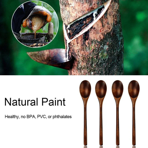 9 in Wooden Spoons for Eating, 6Pcs Japanese Natural Soup Spoons | Wooden Spoon for Cooking Mixing Stirring Honey Tea Soda Dessert,Coconut Bowl,Korean Wooden Spoons6