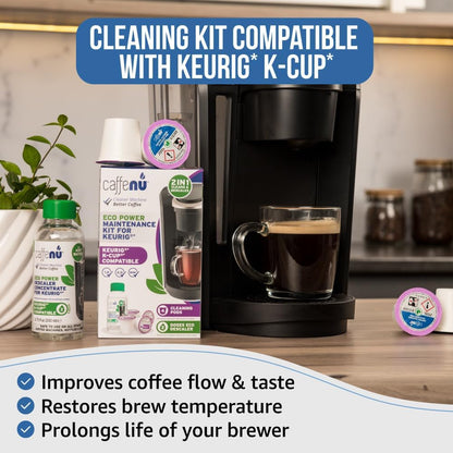 Keurig Compatible Descaling Solution and Cleaning Pods Kit, 4 Uses | Descaler & Cleaner for Keurig, 2-Use Descaler and 4 Pods - Removes Limescale, Cleans Pod Area - Better Tasting, Hotter Coffee3
