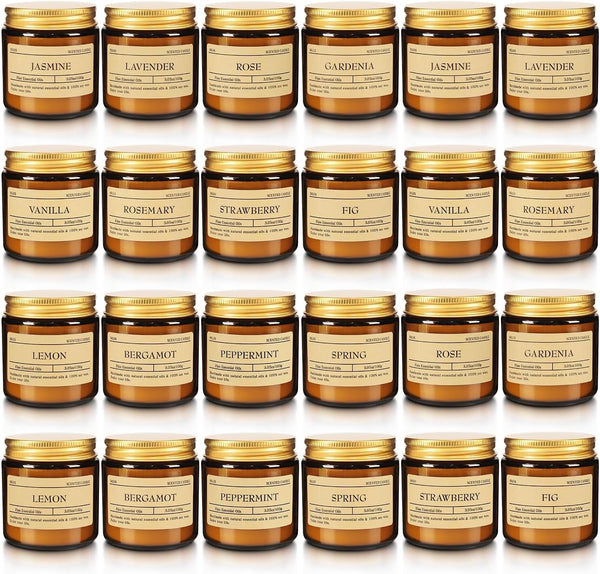 Scented Candle Set 24 Pack (3.05Oz Each) - Aromatherapy Candles with Essential Oils, Smokeless Soy Wax Candles in 12 Scents, Gift for Women/Mom, Valentine/Mother'S Day/Christmas/Birthday1
