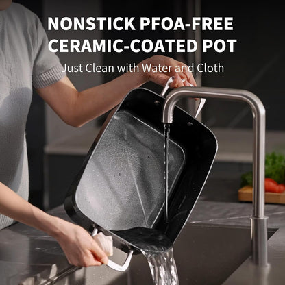 Slow Cooker 7 Quart | Programmable Multi-Cooker Pfoa-Free Ceramic Coating, Steamer, Sear Sauté, Warm Function (Includes Silicone Spoon)7