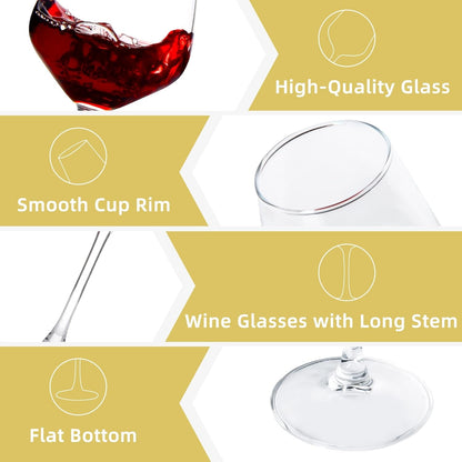Wine Glasses Set of 8, 12Oz Clear Red/White, Long Stem Wine Glasses for Party, Wedding and Home3