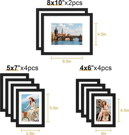 10 Pack Assorted Picture Frame Set for Wall & Tabletop, Black4