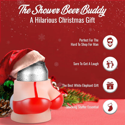 Shower Beer Buddy - Red Bikini Shower Beer Can Holder W/ Silicone Suction Cup | Holds Your Cold Brew While Showering or in Bath Tub Drink Accessories Gifts Bathtub Caddy Bathroom Stocking Stuffer2