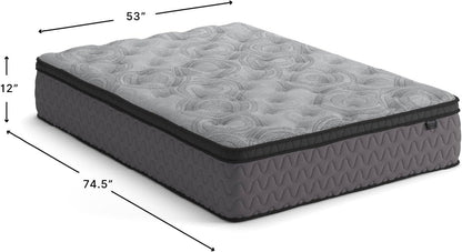 Signature Design by Ashley Full Size Augusta2 Hybrid Mattress, 12 Inch Euro Pillow Top with Lumbar Support Gel Memory Foam, Fiberglass-Free, Bed in a Box2