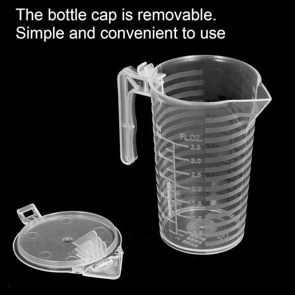 2 Pcs Measuring Cup with Lid 100Ml PP Plastic Ml & Oz Measuring Cup for Liquid Double Sided Graduated Beaker with Handle and Spout for Lab Home Kitchen (3.5Oz/100Ml)6