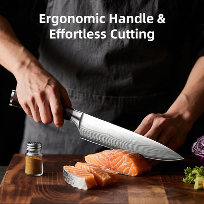 Professional Chef Knife - 8 Inch High Carbon Stainless Steel Kitchen Knife with Ergonomic Pakkawood Handle for Precise Cutting5